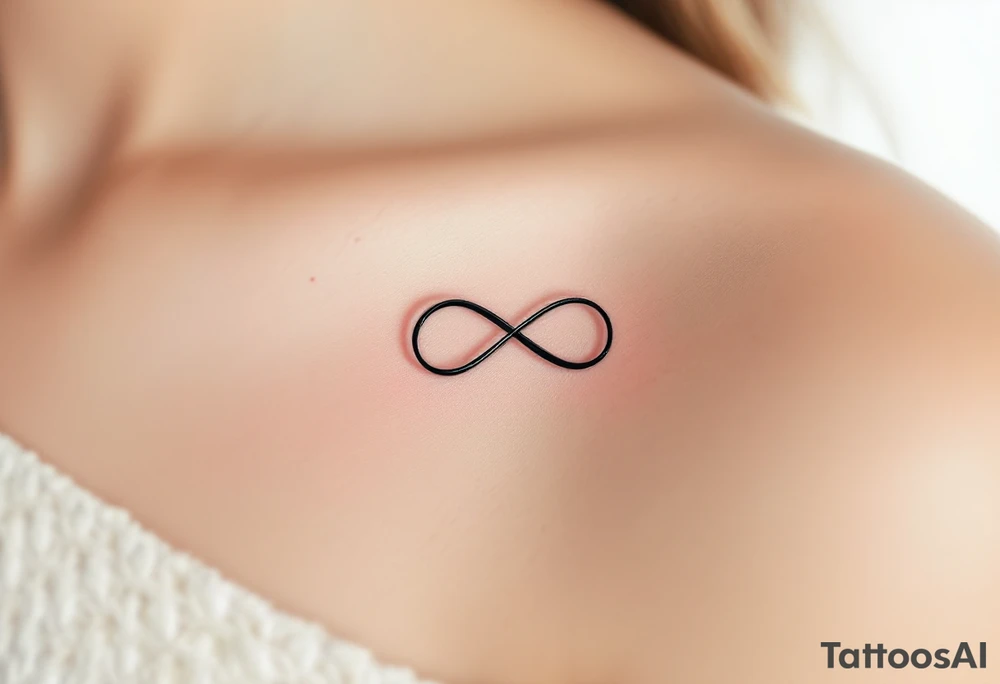 A delicate black infinity symbol with a subtle gold gradient running along the edges, representing timeless elegance. tattoo idea