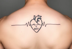 Heart beat with date of birth and date of death tattoo idea