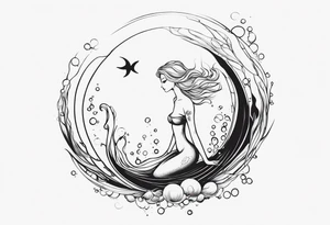 shape of a mermaid with a water seprent tattoo idea