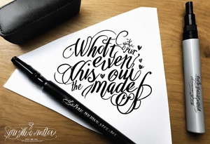 Script lettering saying"What ever our souls are made of, his and mine are the same" gothic tattoo idea