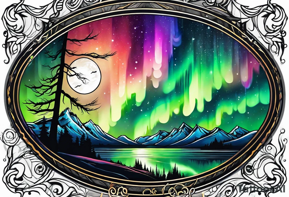 Northern lights with Pennywise tattoo idea
