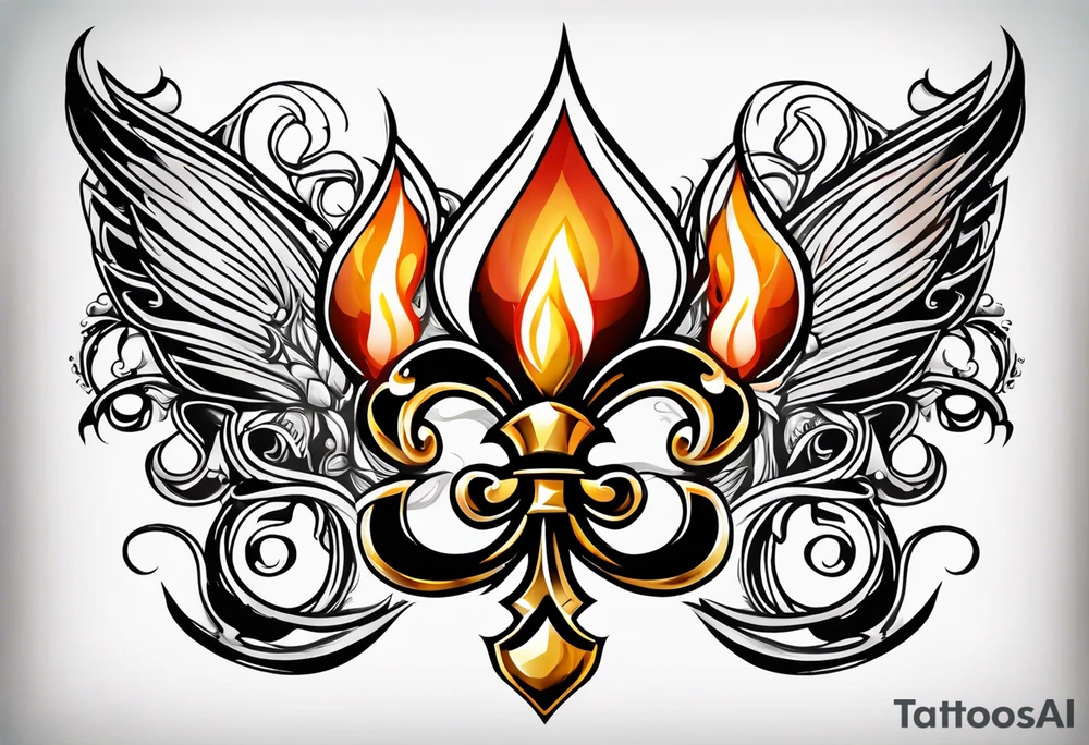 Fleur de lys celtique en flamme tattoo idea