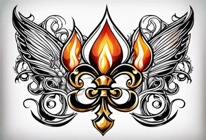 Fleur de lys celtique en flamme tattoo idea