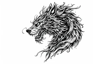 FU dog with wind element tattoo idea