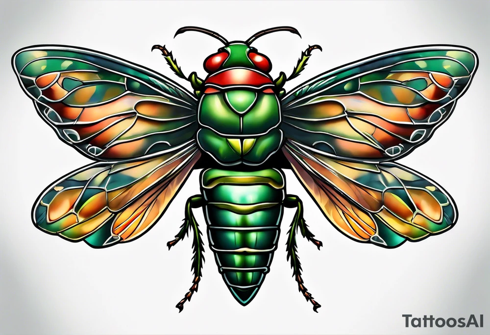 Neo traditional cicada tattoo idea