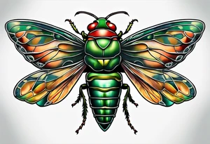 Neo traditional cicada tattoo idea