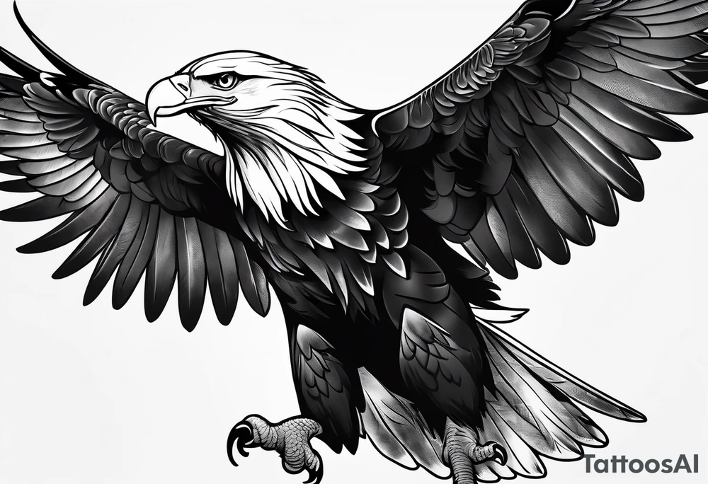An eagle flying straight with wings out, no legs showing tattoo idea
