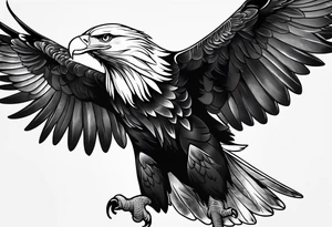 An eagle flying straight with wings out, no legs showing tattoo idea
