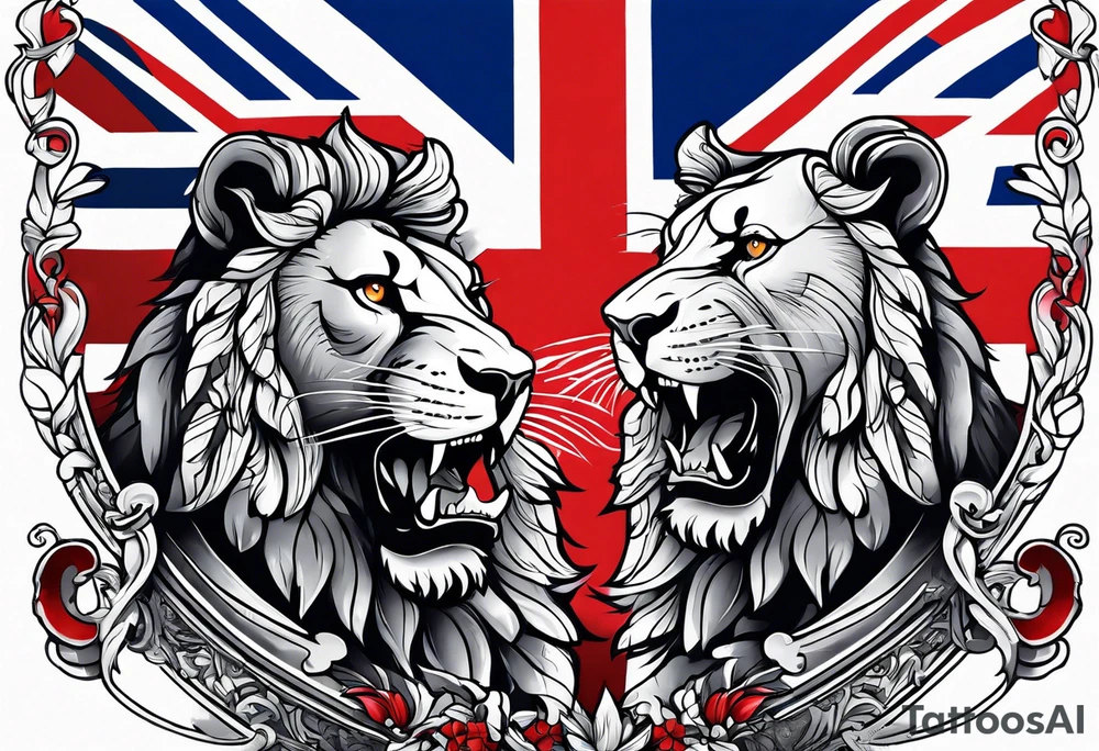 english three lions tattoo idea