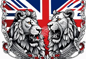 english three lions tattoo idea