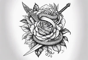 Dagger with snake and floral wrapped around tattoo idea