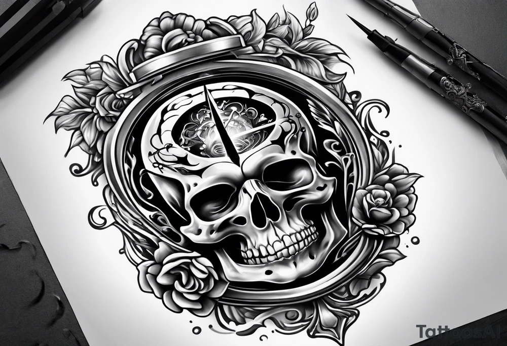 brain inside hourglass tattoo idea