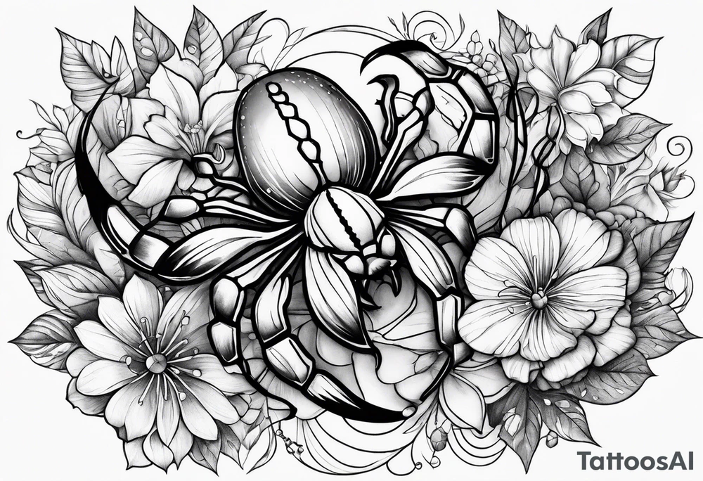 scorpio flowers tattoo idea