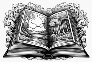 A blank open book with pages falling tattoo idea