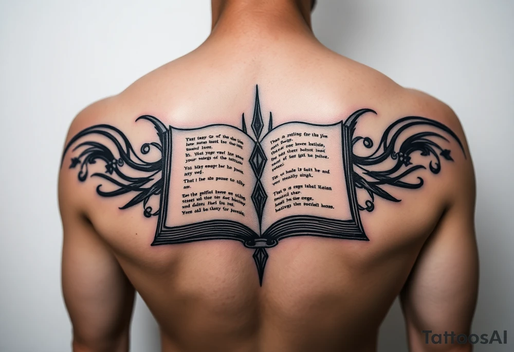tribal open book tattoo idea