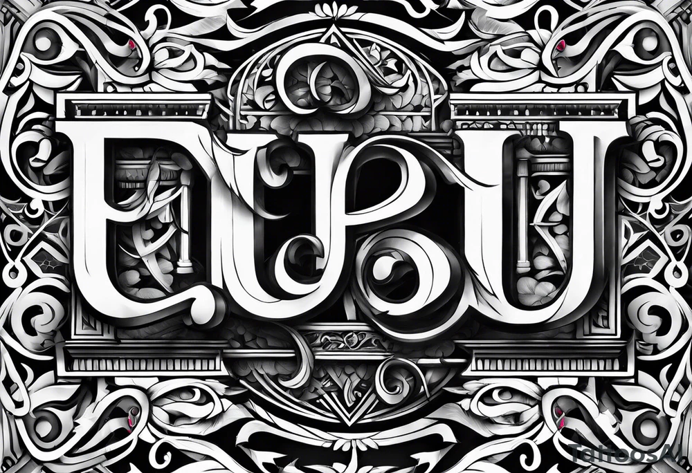 Make a shape by combining letters "EUB" tattoo idea