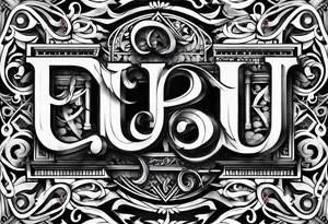 Make a shape by combining letters "EUB" tattoo idea