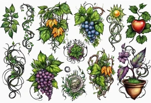 Plant powered with growing vines tattoo idea
