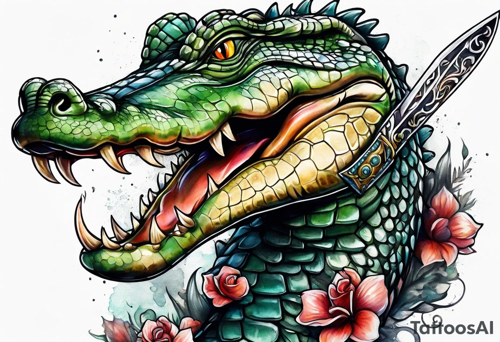 Alligator dagger tattoo idea