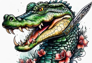 Alligator dagger tattoo idea