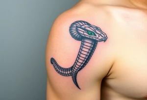 A Serpent with Emerald Green Eyes – Inspired by ancient Egyptian artwork, representing wisdom and transformation. tattoo idea