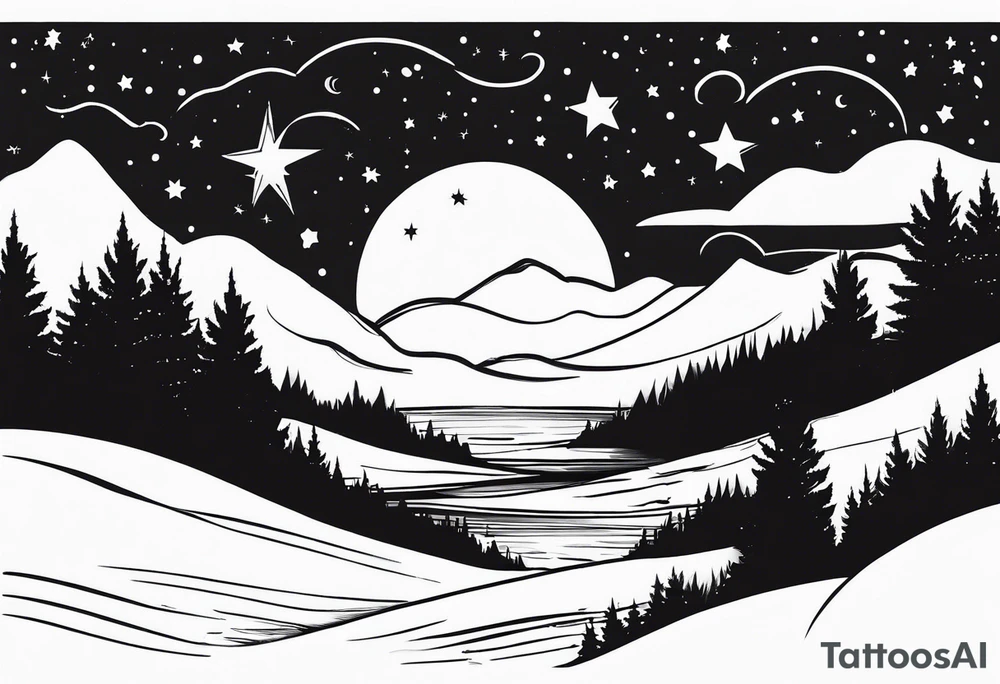 Winter night sky tattoo idea