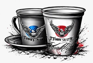 A cracked solo cup with “Toby Keith” written in Sharpie ink at the top tattoo idea