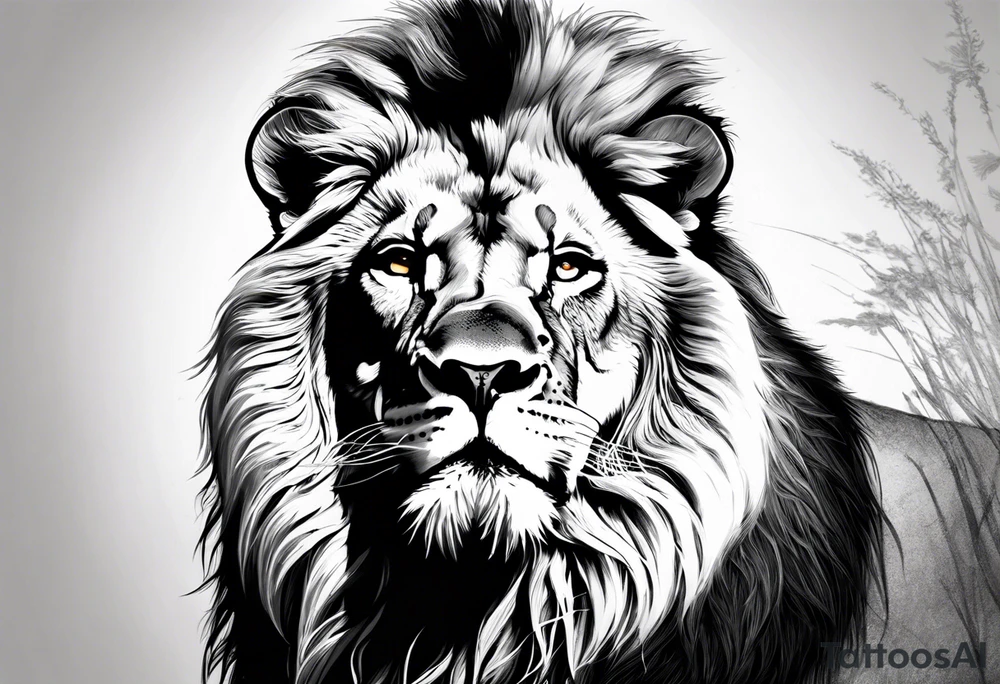 powerful majestic lion, close-up tattoo idea