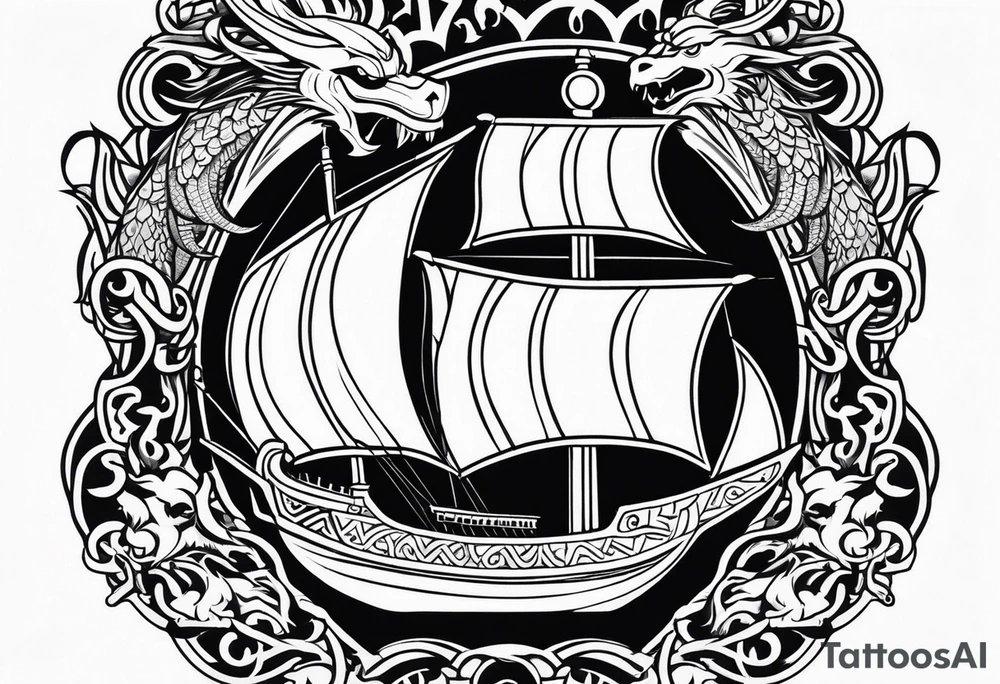 Valhalla sword shield viking ship dragon head tattoo idea Valhalla sword shield viking ship dragon head tattoo idea