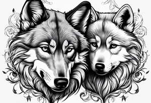 2 cute baby wolves tattoo idea