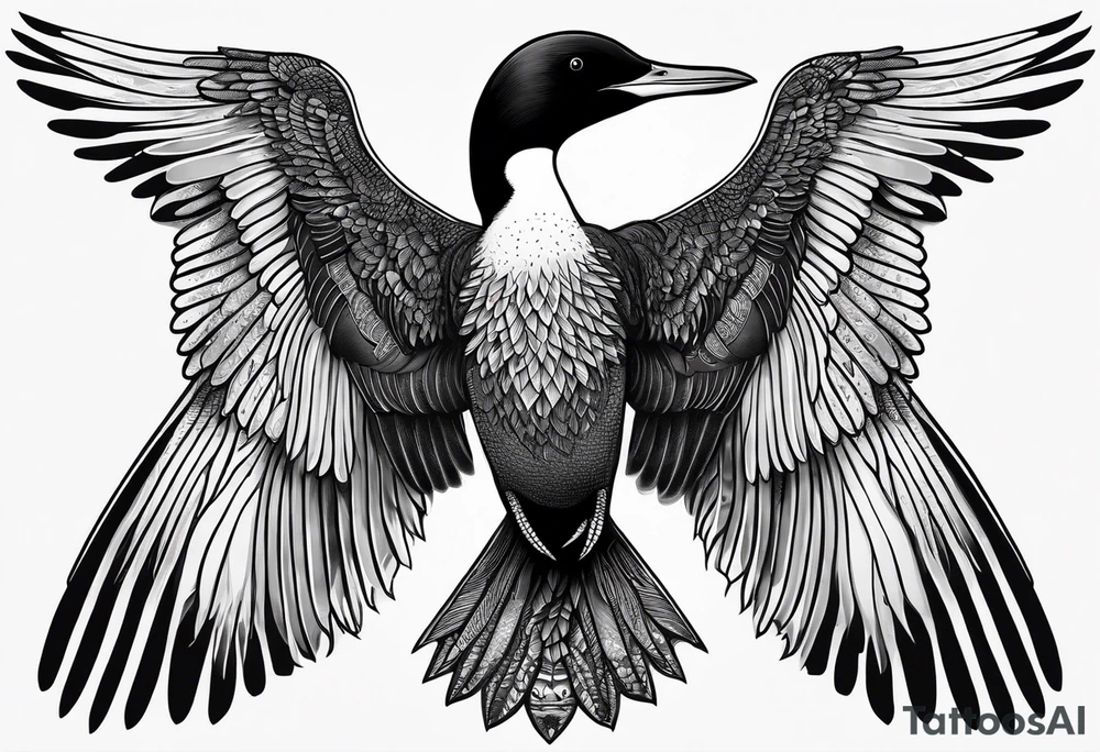 Loon stretching wings tattoo idea