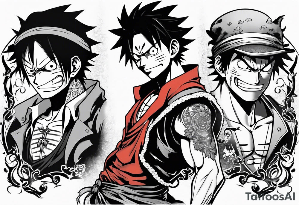 Luffy half normal half gear 5 tattoo idea