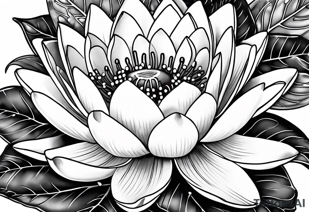 Water lily and holly berry birth flowers intertwined tattoo idea