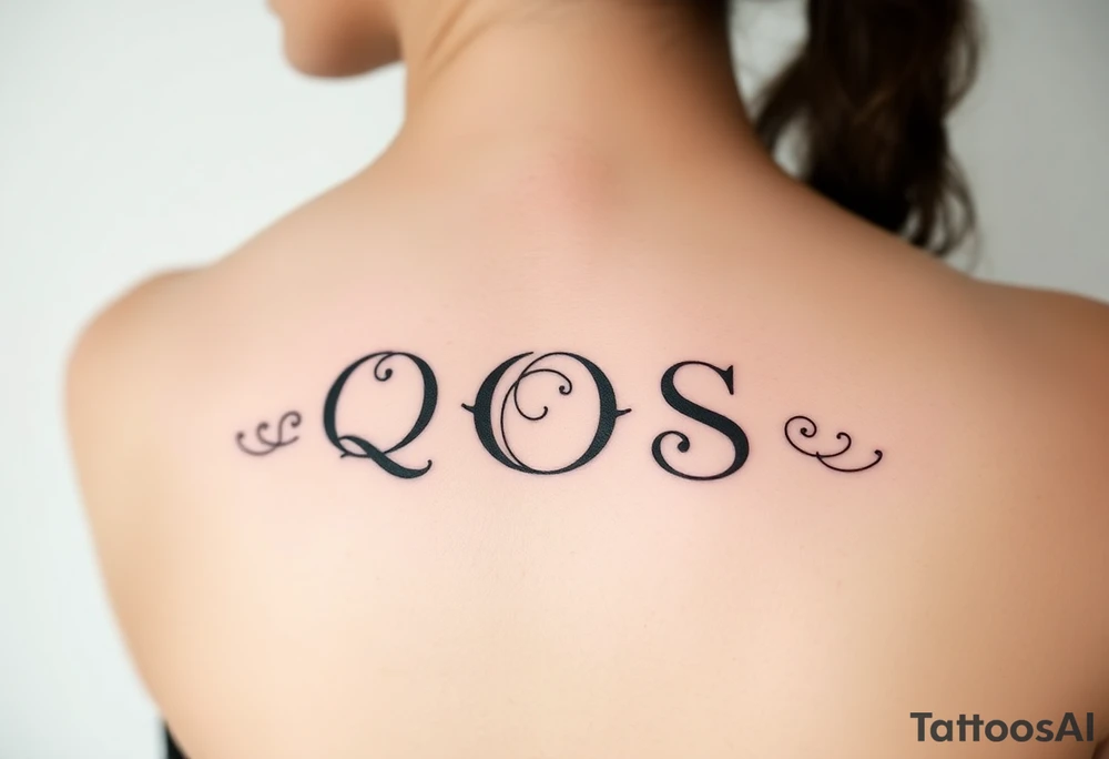 text reading "QOS" across a womb tattoo tattoo idea