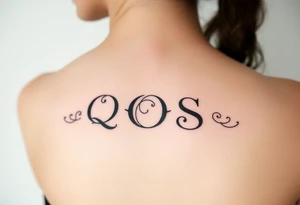 text reading "QOS" across a womb tattoo tattoo idea