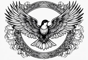 A mix of Greek and angel designs while including swallows. tattoo idea