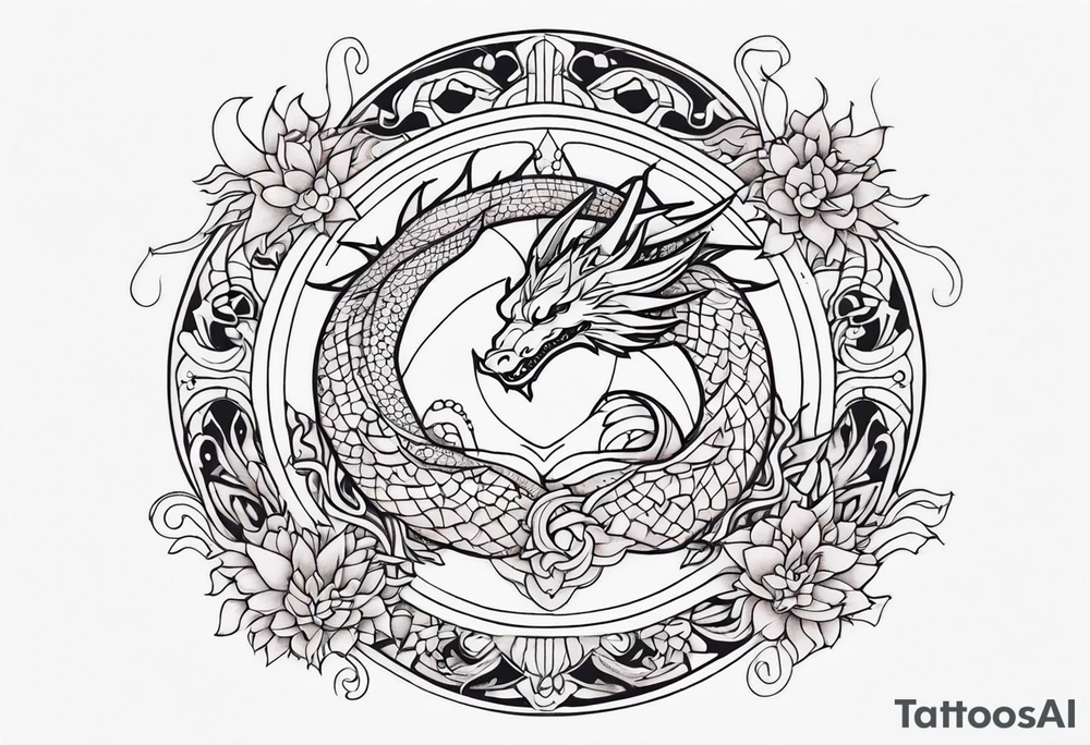 Dragon around Mandala tattoo idea