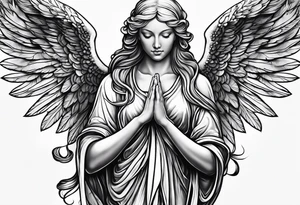 Ovarian cancer religious Angel his praying hands tattoo idea