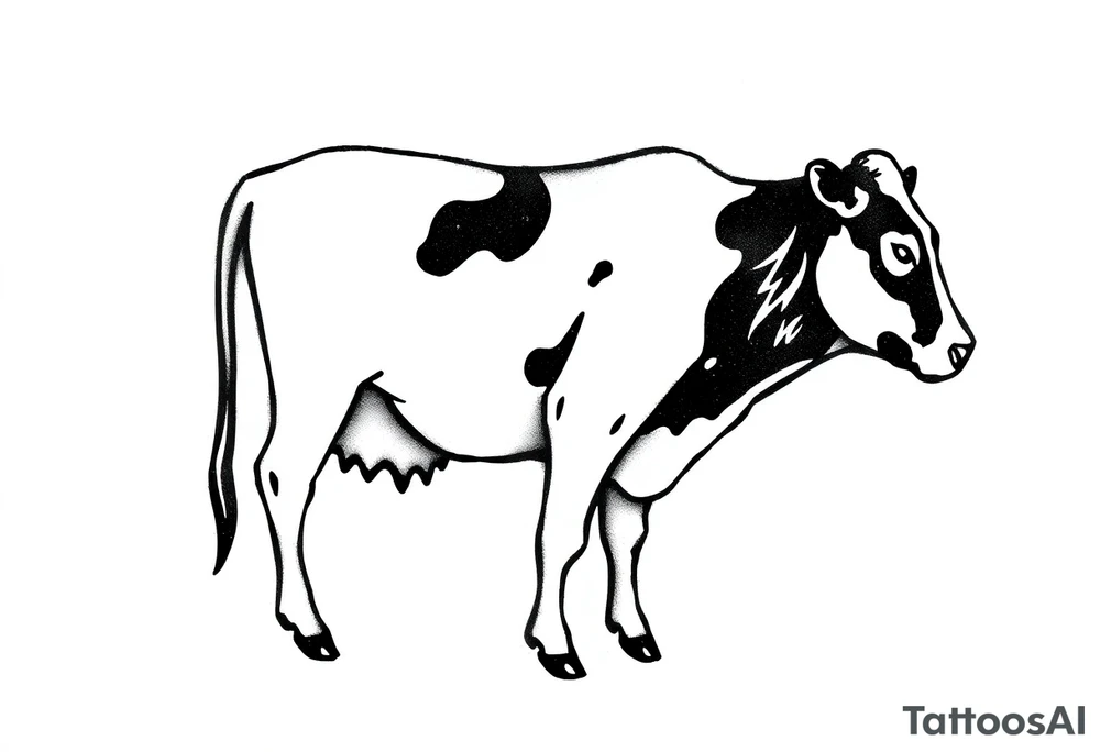 small black and white patched cow tattoo idea