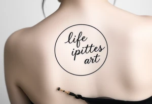the words "life imitates art" in a circle tattoo idea