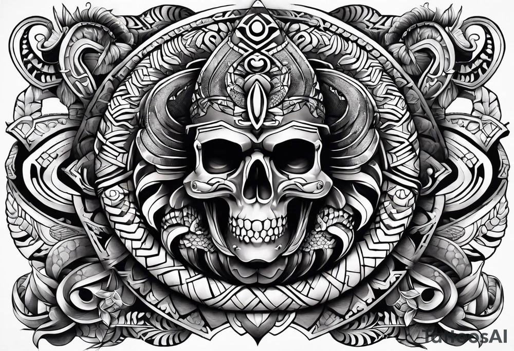 aztec snake sleeve tattoo idea