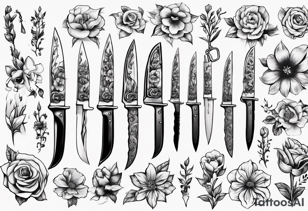 A knife stuck in a flower tattoo idea