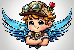 cupido  fly boy with wings and a bow, tattoo idea
