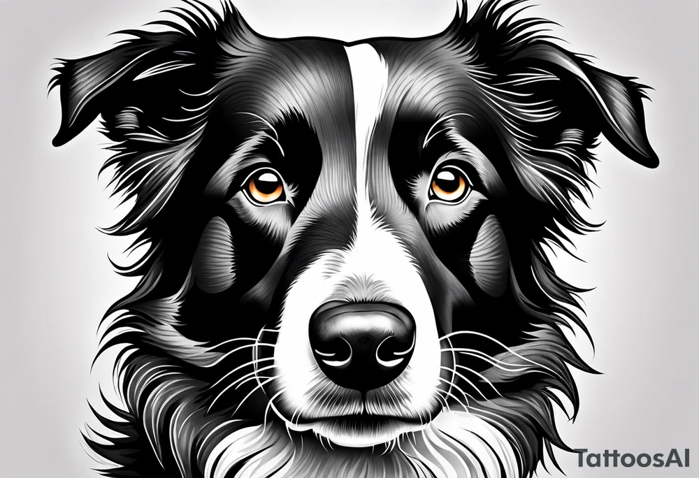 Tattoo of a border collie one eye open one eye closed tattoo idea