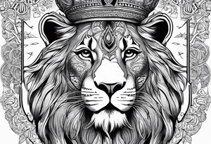 Half of sant jarnail bhinderwala ji’s face put together with half of a lions face tattoo idea