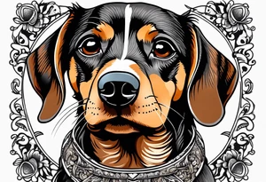 Black, brown and white dashchund tattoo idea