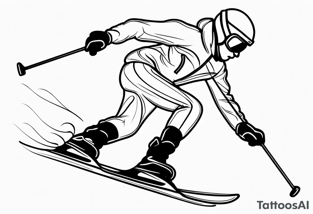 Skier in motion, single line tattoo idea