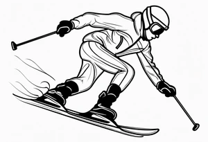 Skier in motion, single line tattoo idea