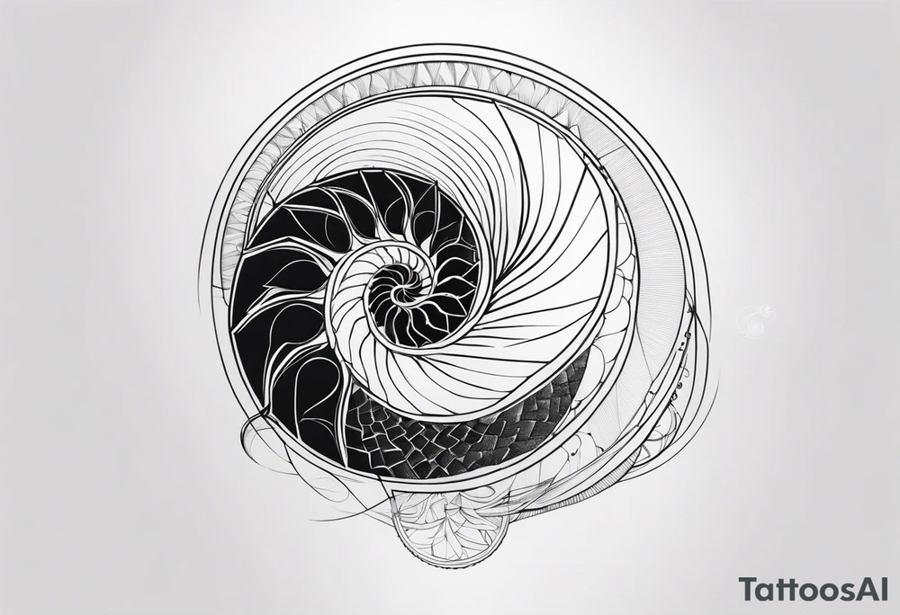 geometric golden ratio nautilus tattoo simple tattoo idea