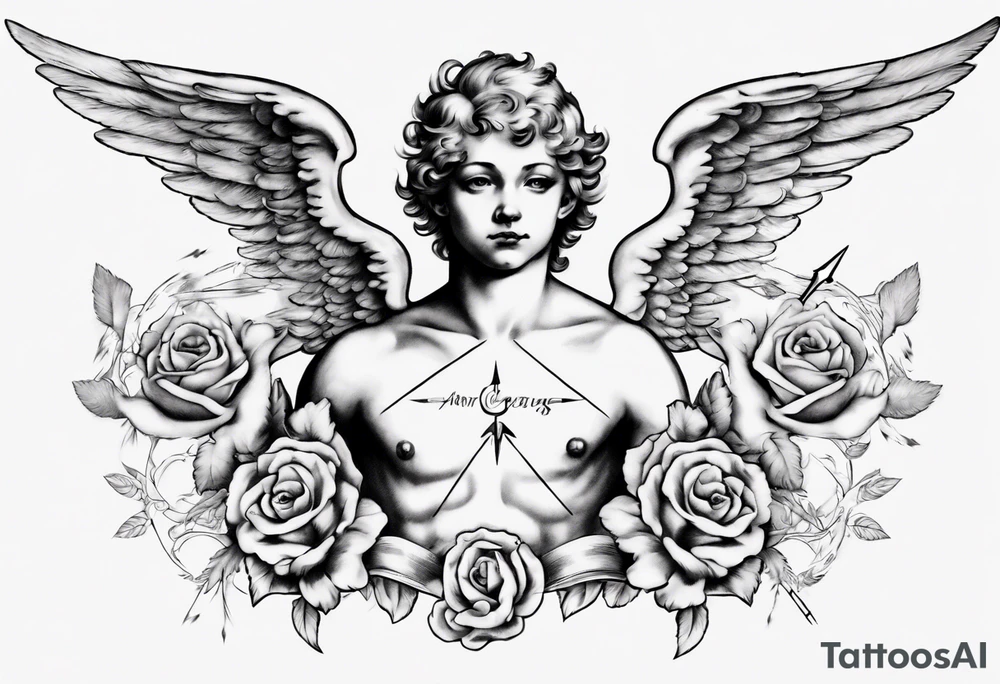 Cherub heaven sleeve with an arrow through chest tattoo idea